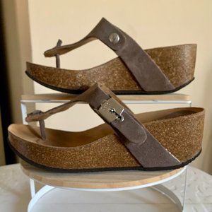 Dr. Scholl's Taupe Suede Edna Platform Sandal